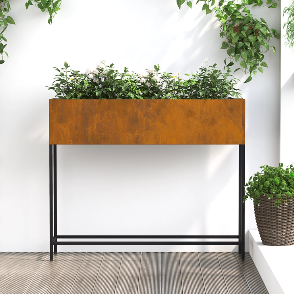 Fioriera da Giardino Rialzata 100x26x82 cm Acciaio Resistente