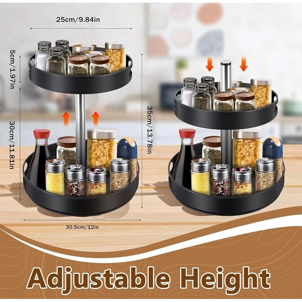 Trade Shop - Portaspezie Organizer Mensola Girevole A 360° Per Cucina Bagno Soggiorno Camera 2 Livelli -