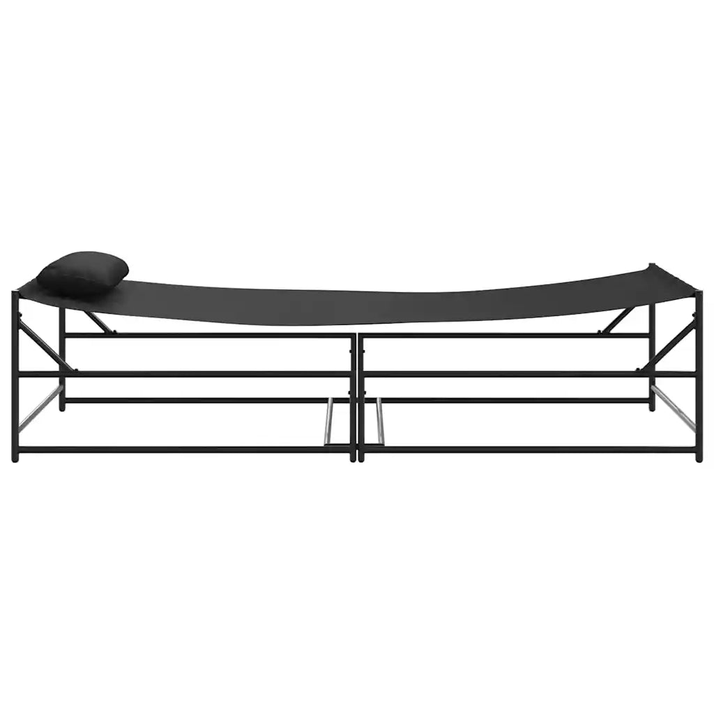 Lettino da Giardino 2 pcs Nero Acciaio verniciato a polvere 42003023