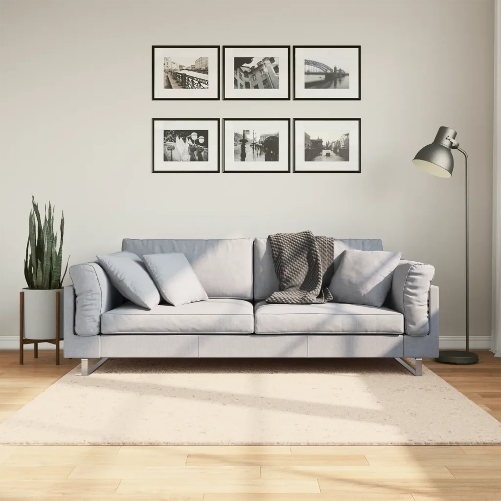 Tappeto a Pelo Corto HUARTE Morbido e Lavabile Beige 160x160 cm 375021