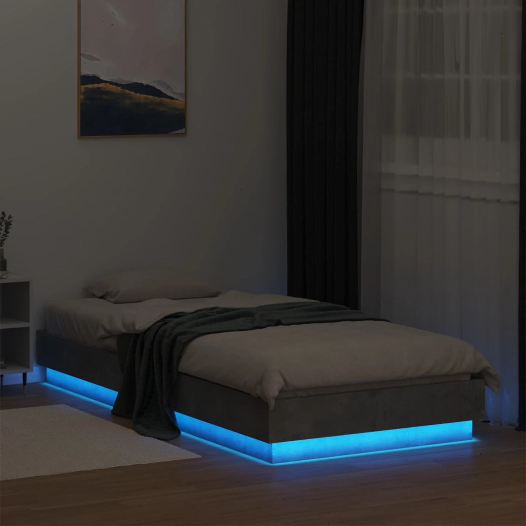 Letto con LED Grigio Cemento 80 x 200 cm Legno ingegnerizzato 8009008
