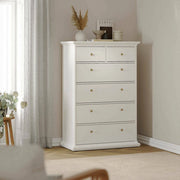 Cassettiera Gaetana, Settimino multiuso, Comò camera da letto, Mobile con cassetti, 96x49 h139 cm, Bianco