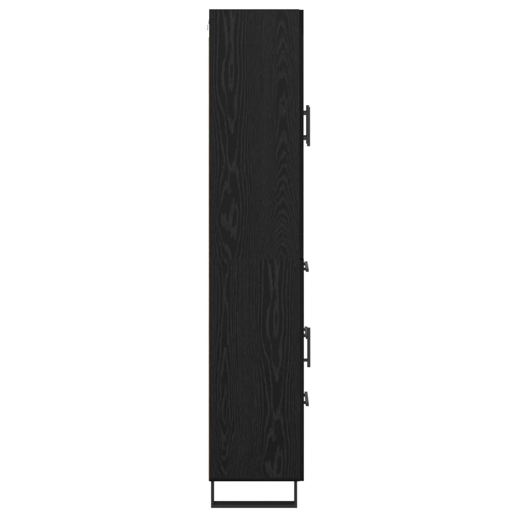 Credenza 2 pz | Madia | Buffet da pranzo | Armadio da pranzo Rovere Nero Legno Stratificato e Vetro