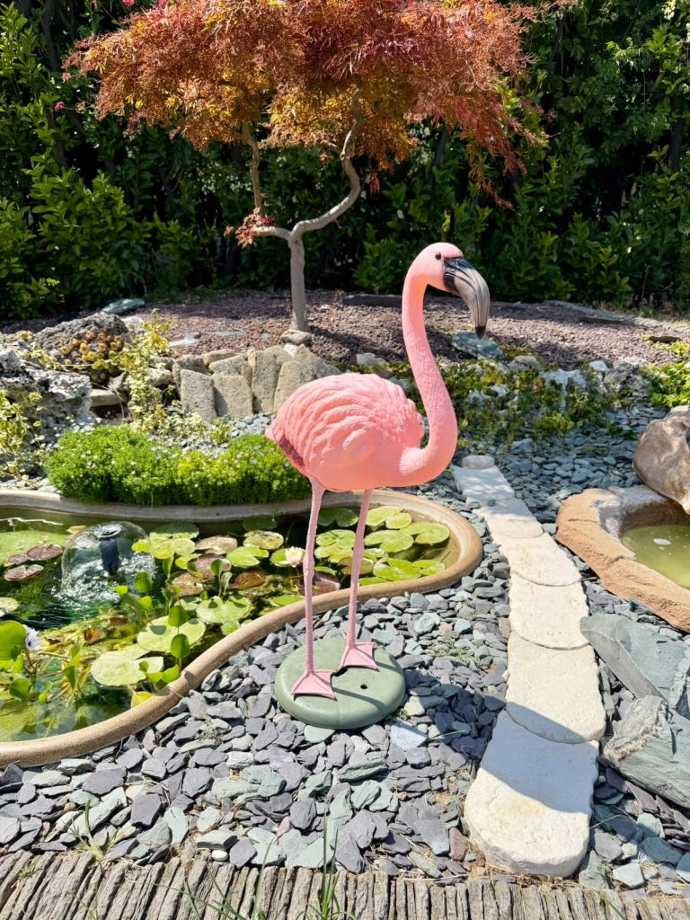 Fenicottero Rosa Decorativo H 80 cm per Laghetti da Giardino