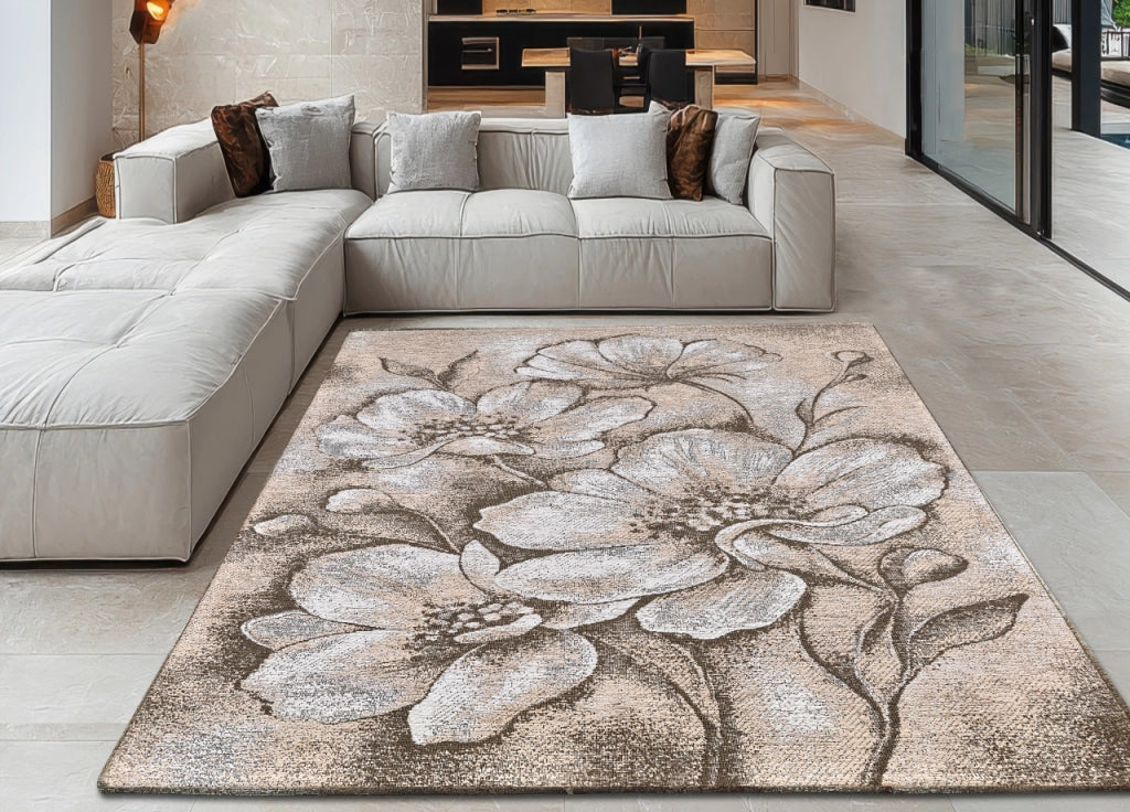 Tappeto Salotto Velour Antiscivolo Disegno Asturia By Suardi - 140x200 - Tortora