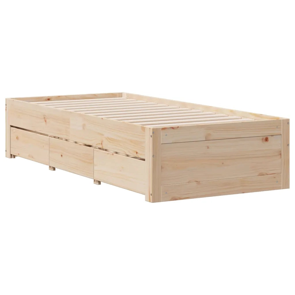 vidaXL Giroletto senza Materasso con Cassetti 75x190 cm Massello Pino