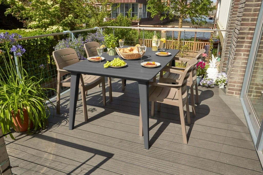 Tavolo da esterno Brockville, Base per picnic, Piano da pranzo da giardino, Banco outdoor multiuso, 157x98 h74 cm, Antracite