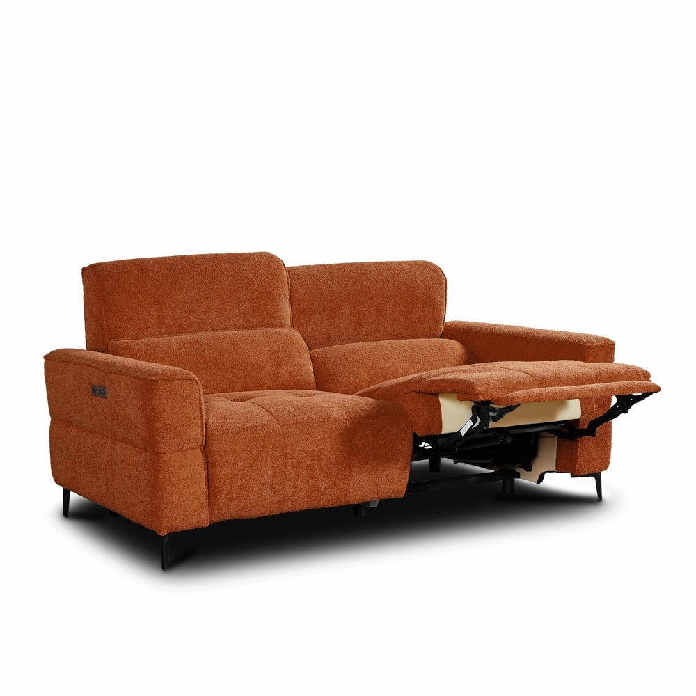 Divano recliner Luxora 3 posti elettrico in tessuto aragosta 197 cm