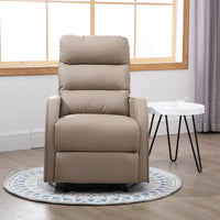 Poltrona Reclinabile 160° max con Poggiapiedi 65x89x100 cm in Pelle PU Legno e Acciaio Marrone Chiaro