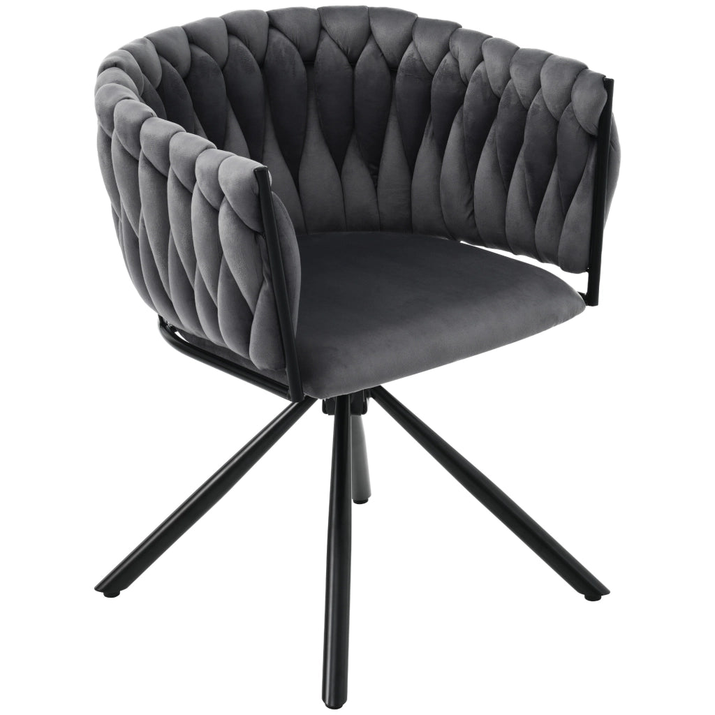 Poltrona Girevole in Velluto ¨C MINIMAL ¨C Grigio, Gambe in Metallo