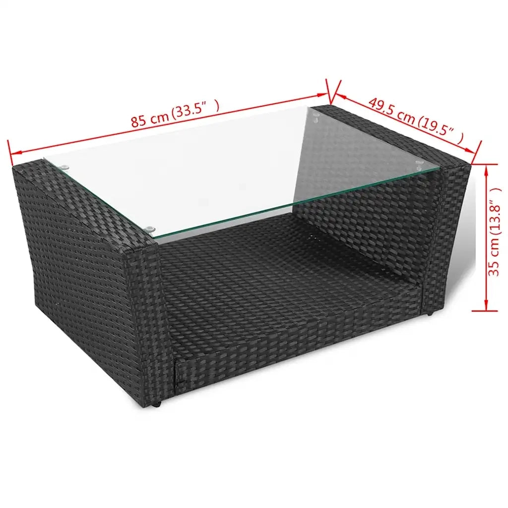 Set Divani da Giardino 4 pz | Set Salotto da Giardino con Cuscini in Polyrattan Nero
