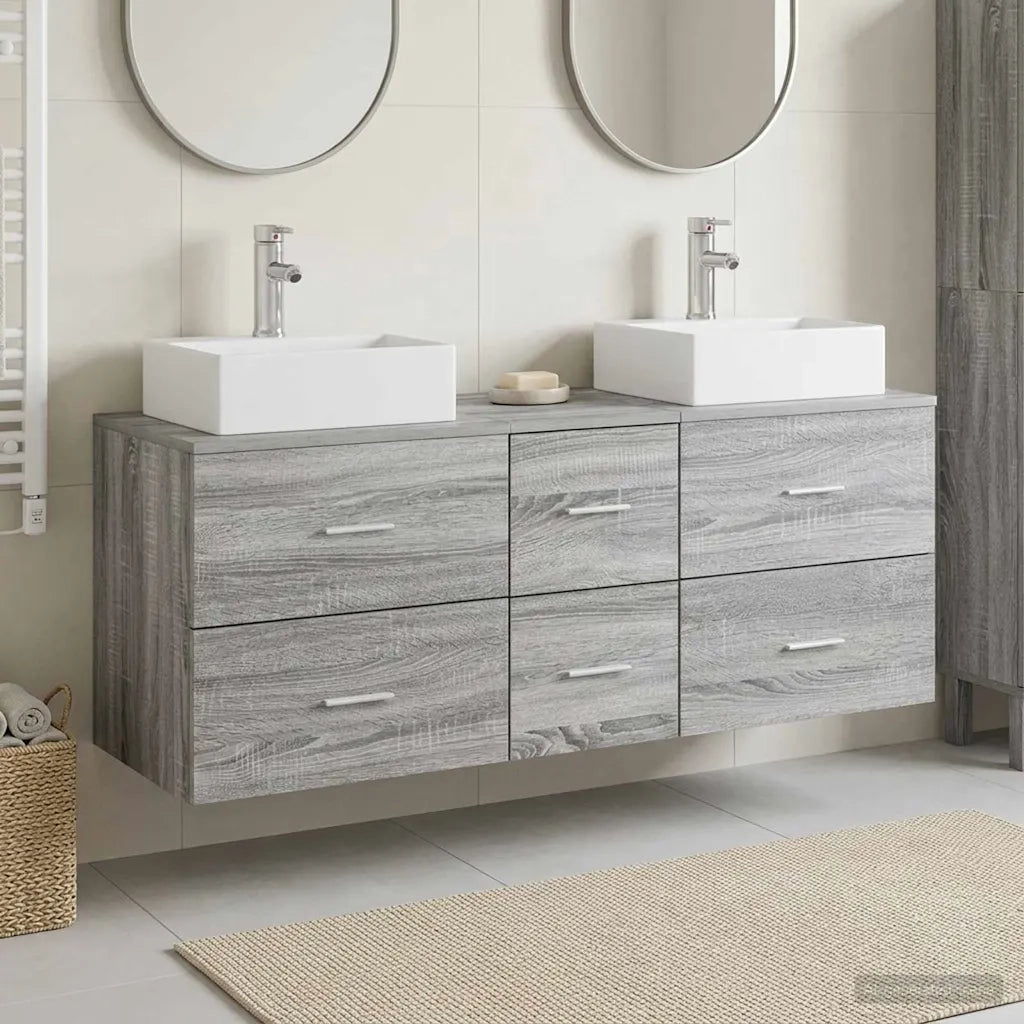 Set di Armadi da Bagno 3 pz Sonoma grigio 49,5 x 41 x 62,5 cm 3405848