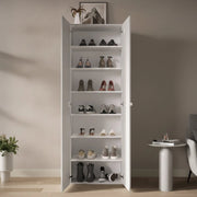 Mobile Portascarpe Genuri, Scarpiera 6 Ripiani, 63x35x186h cm Bianco Lucido