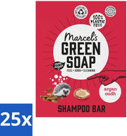 Sapone Verde per Capelli - Barra Shampoo - Argan & Oudh - Rafforzante e Nutriente - 90 g - Confezione in Bulk - 25 pezzi