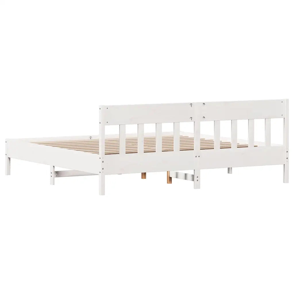 Giroletto senza Materasso Bianco 180x200 cm Legno Massello Pino