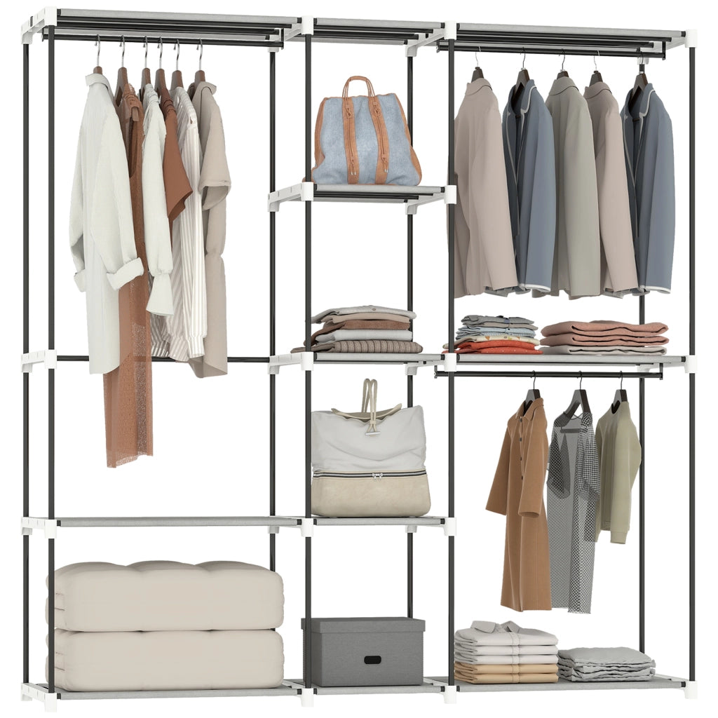 Armadio Guardaroba con Ripiani e Appendiabiti ¨C Zephmum ¨C Grigio 182x43x185 cm