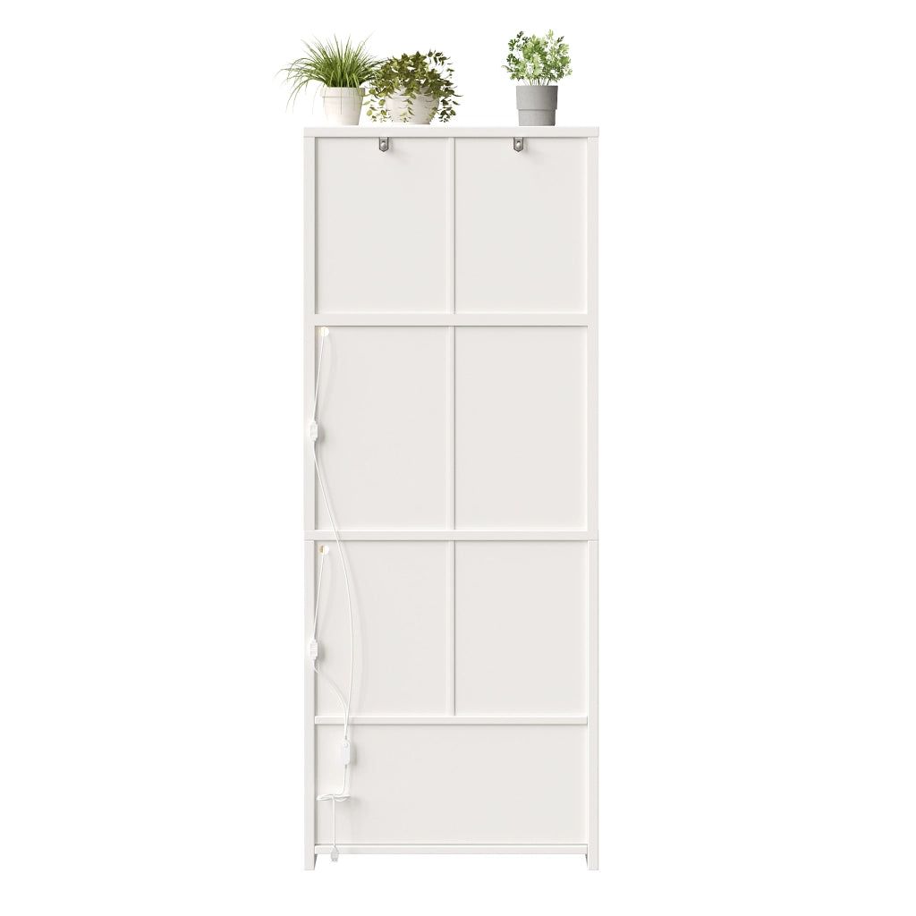 ARMADIO ALTO 140x40x180 cm MDF Bianco con LED, Set 2 unità