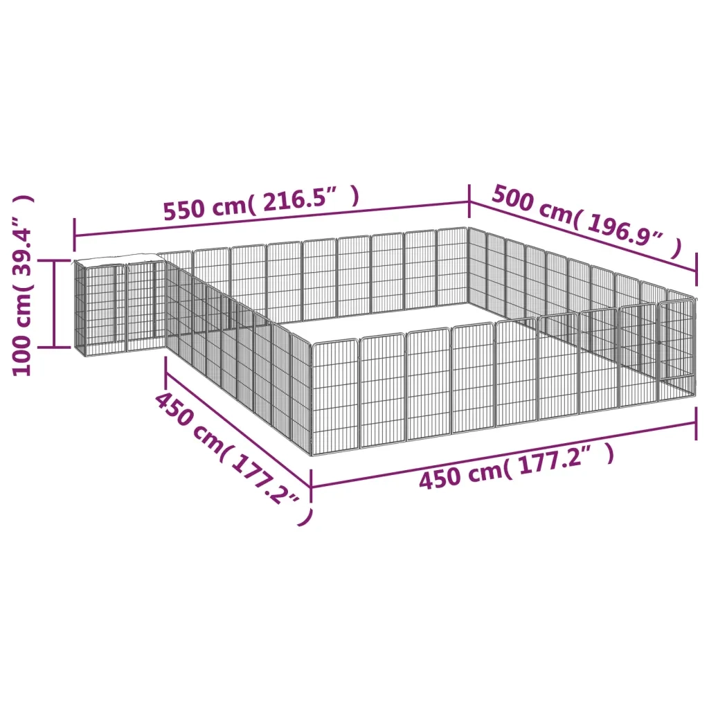 Box Cani 42 Pannelli Nero 50x100 cm Acciaio Verniciato Polvere 3115956