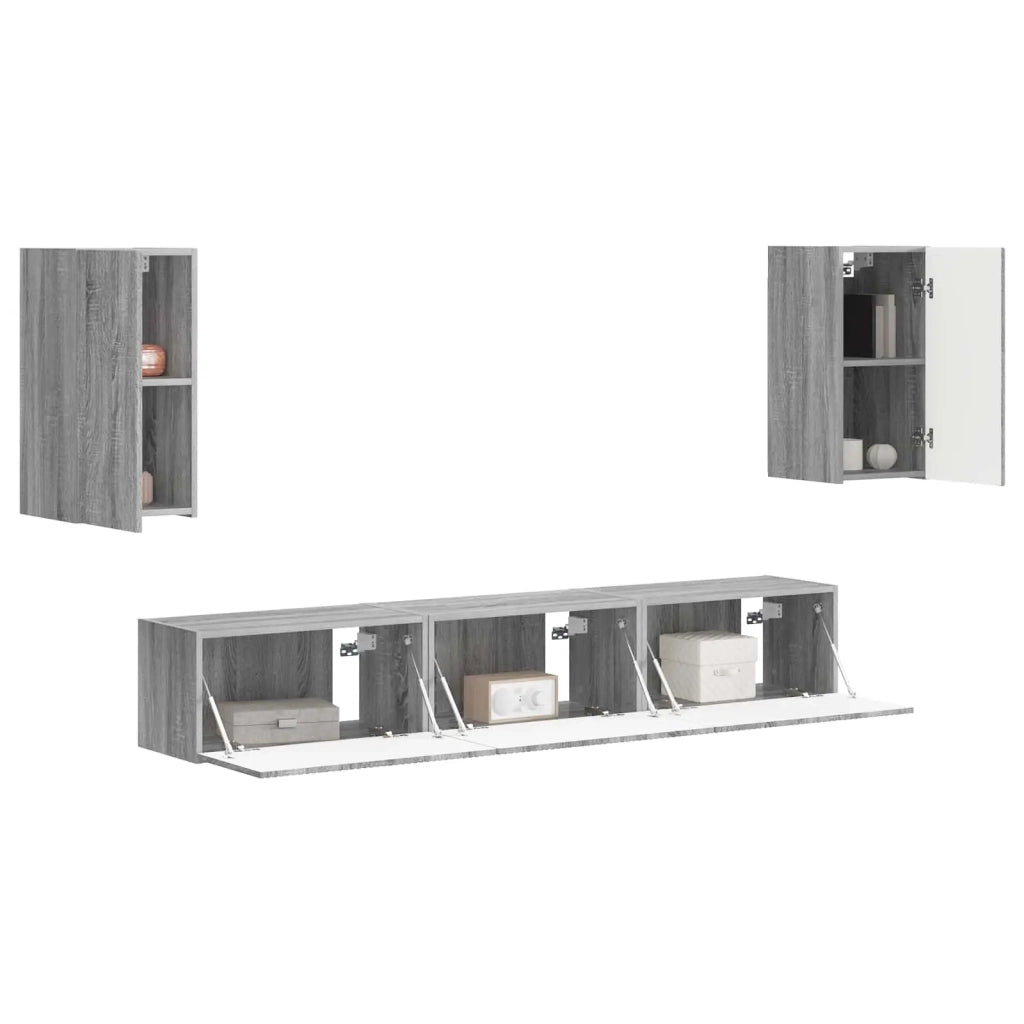 Set mobile TV 5 pcs Grigio Sonoma Legno multistrato