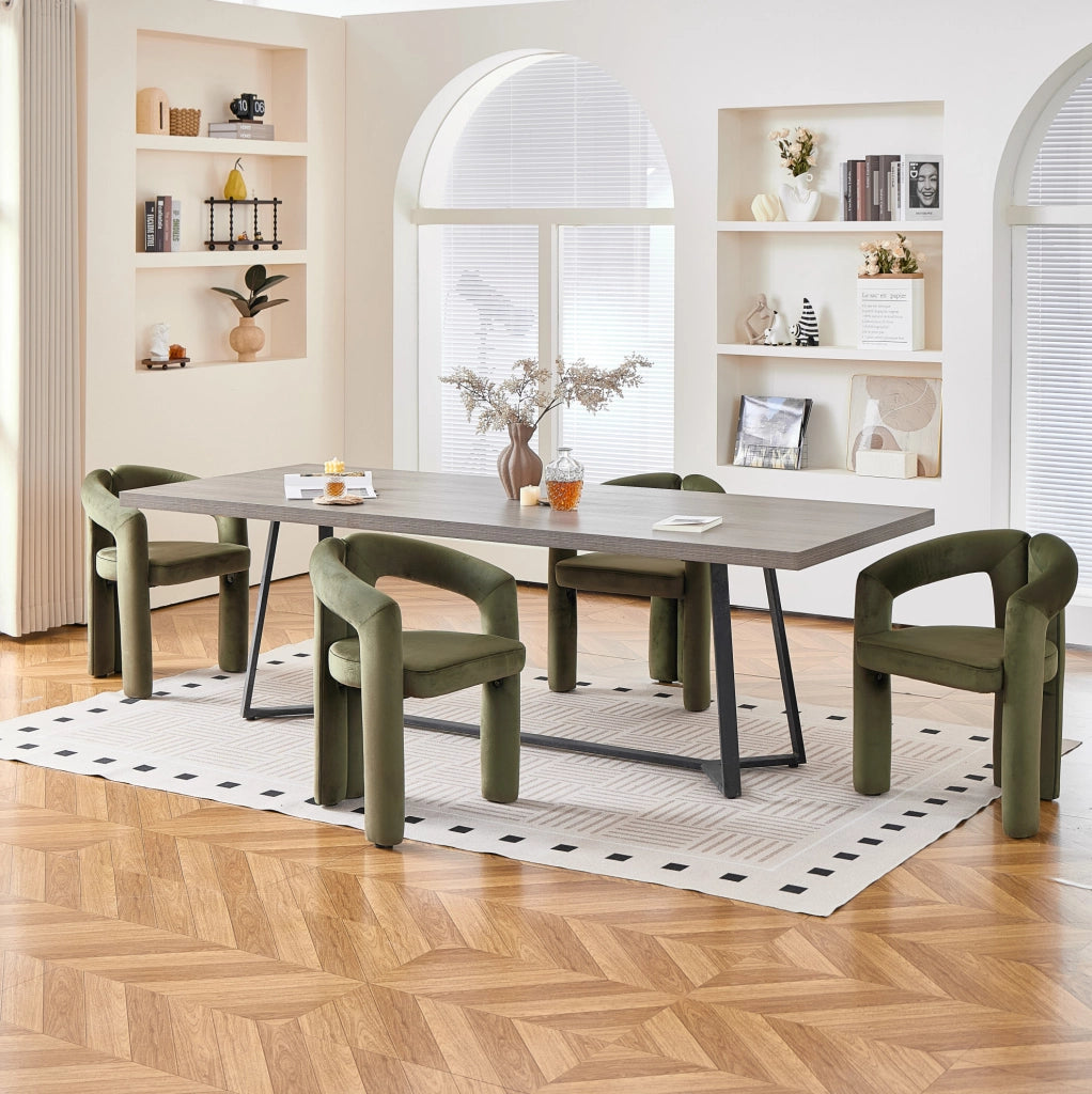 Sedia con Braccioli in Velluto Verde; Sedia Ergonomica per Sala da Pranzo e Ufficio