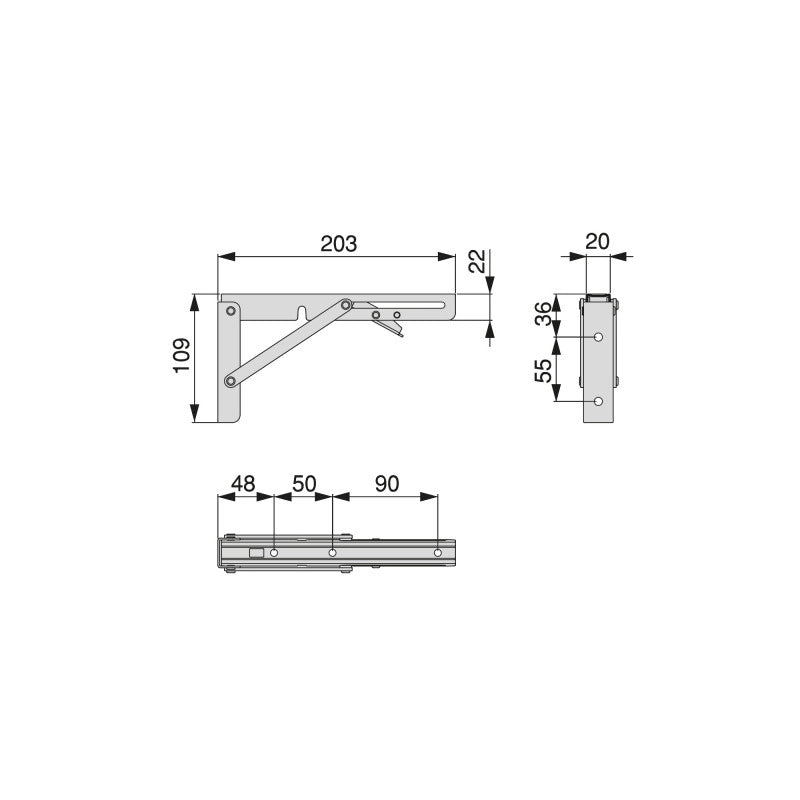Set di supporti pieghevoli, lunghezza 303 mm, Acciaio, Verniciato bianco