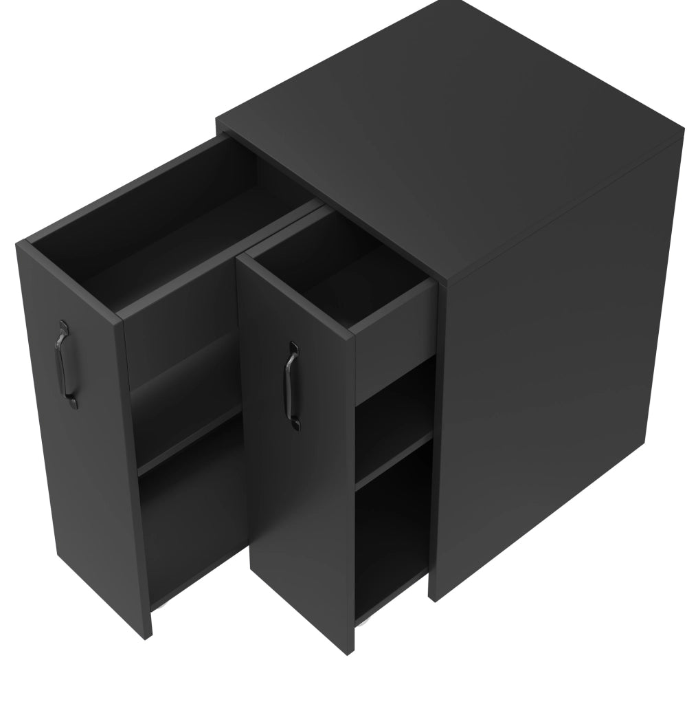 Mobile contenitore ULEVR 52x50x75 cm con 2 moduli estraibili su 8 ruote e 3 ripiani, nero
