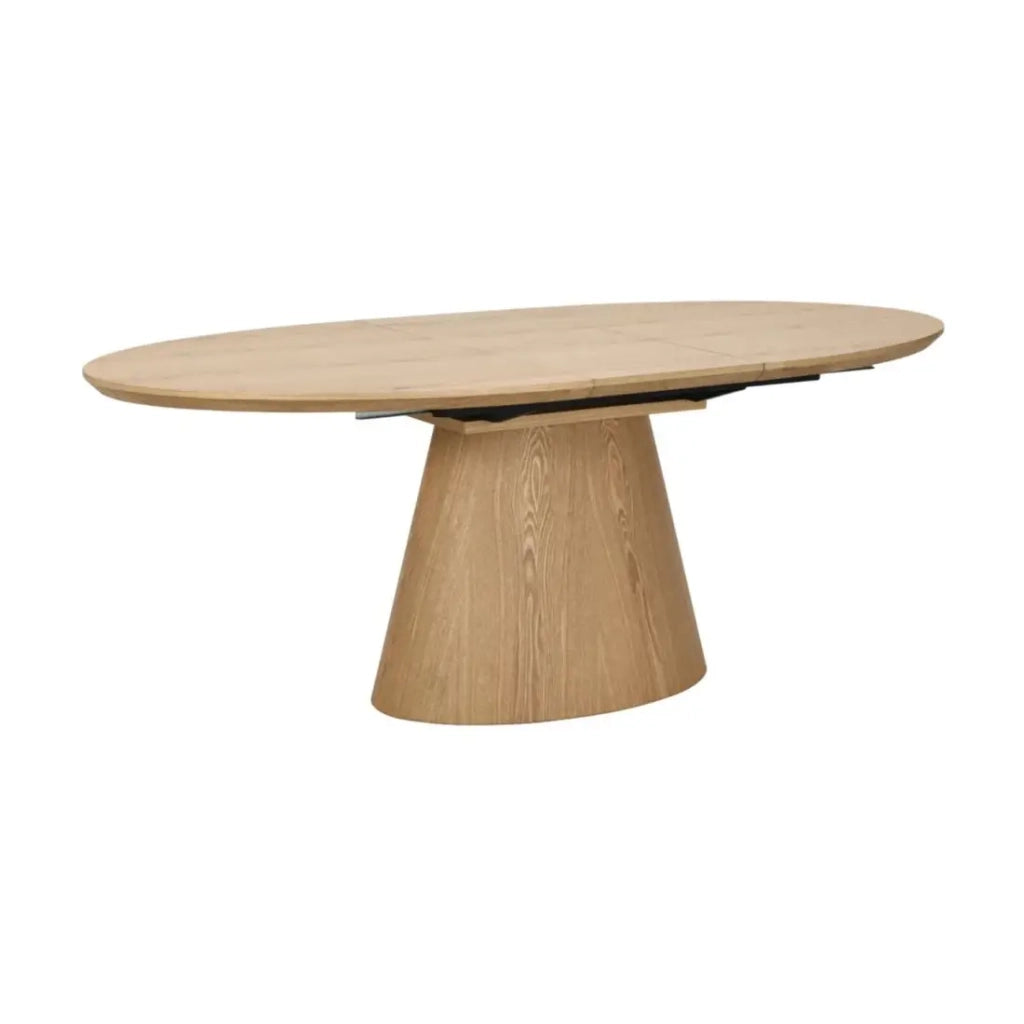 Tavolo da pranzo LUMEA – Ovale allungabile da 160 a 200 cm – Effetto legno – Stile rustico