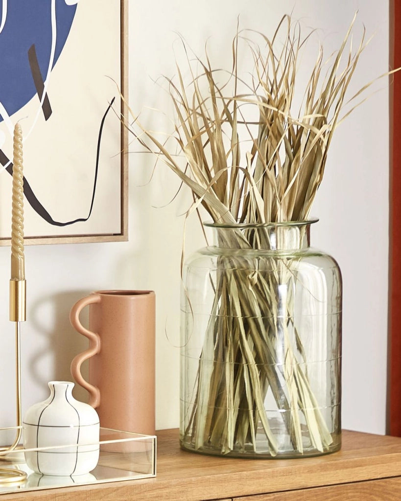 Vaso per fiori in vetro verde chiaro 35 cm decorativo fatto a mano a forma di cilindro da tavolo decorazione per la casa design moderno