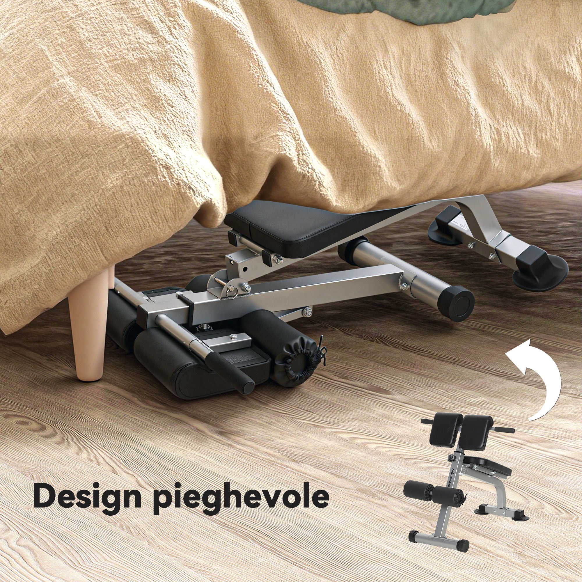 Panca Romana Regolabile e Pieghevole Multifunzione Capacità 150 kg Argento