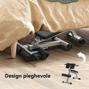Panca Romana Regolabile e Pieghevole Multifunzione Capacità 150 kg Argento