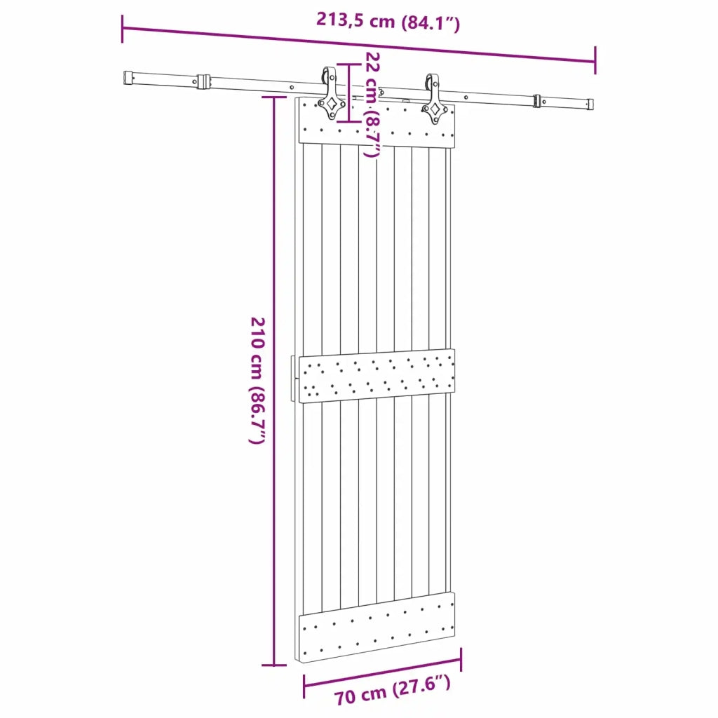Porta scorrevole NARVIK Naturale e Nero 70 x 210 cm (213,5 cm) 3445281