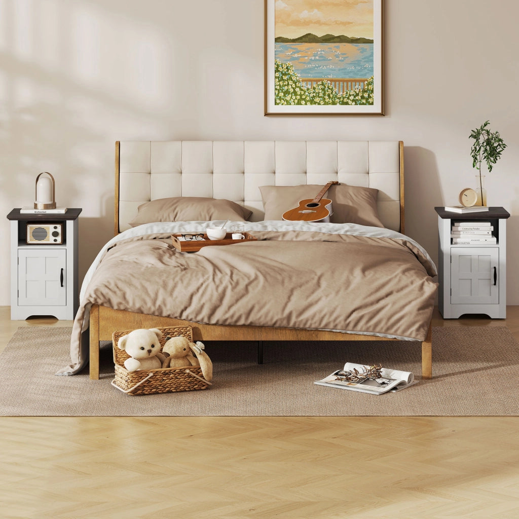 Tavolino Rustico con Anta e Ripiano ¨C zephmum ¨C 40x35x60 Bianco e Marrone