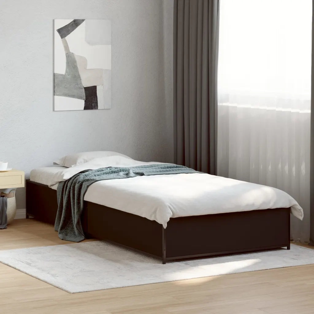Giroletto-Struttura Letto Nero 90x190 cm in Legno Multistrato e Metallo 828780