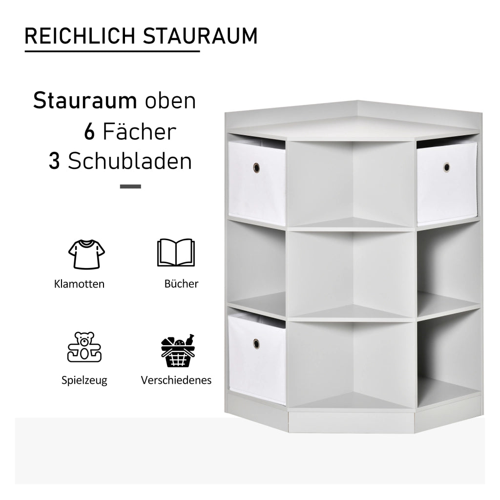 Cassettiera per bambini con 3 cassetti ¨C zephmum ¨C grigio 60x40x cm