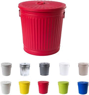 Cestino in Acciaio Zinato - Maniglie - Coperchio - Rosso - Diametro Ø 215 cm - Altezza 215 cm - 7 litri