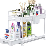 Organizzatore per gocciolatoi a doppia lastra, mensole mobili per la zona lavandino, organizzatore con ganci, contenitore appeso, distributori, maniglie, piastra multifunzionale per gocciolatoi, bianco