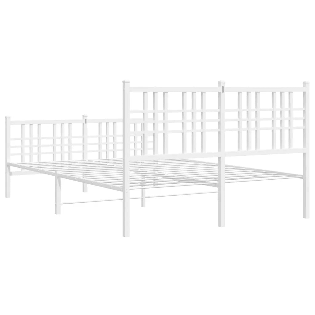 Giroletto con Testiera e Pediera-Struttura Letto Metallo Bianco 137x190 cm 578232