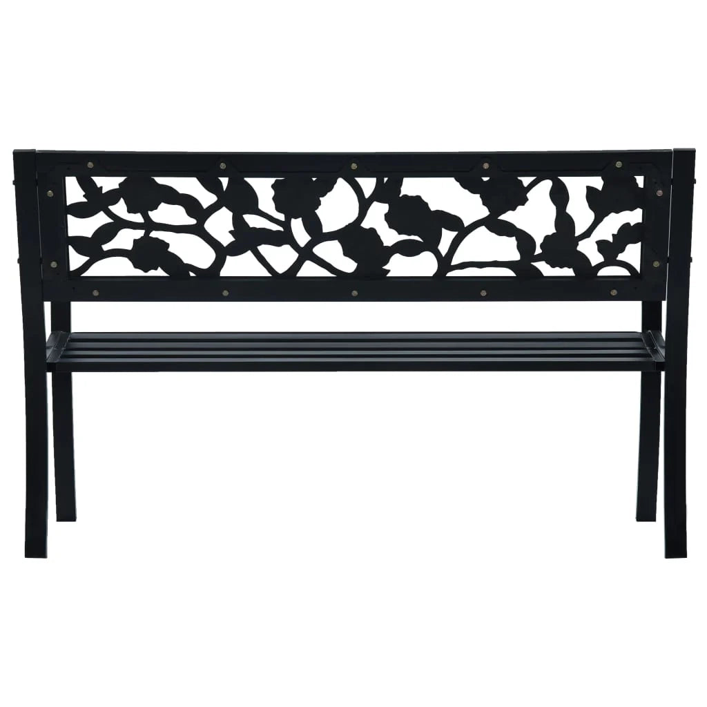 Panca da giardino mobili da esterno terrazza 125 cm acciaio nero 02_0011235