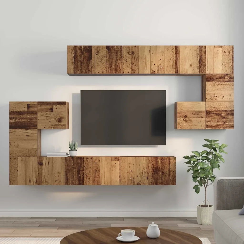 vidaXL Set mobile TV 10 pcs Legno vecchio 60 x 30 x 30 cm