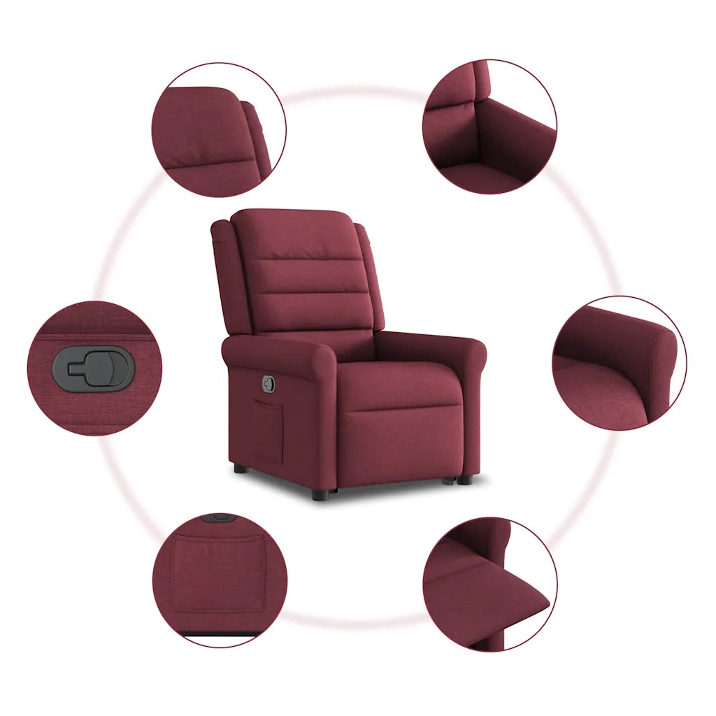 Poltrona Alzapersona Reclinabile Rosso Vino in Tessuto 3303317