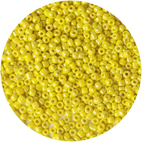 Kralen 4 mm colore pastello per collane, 6/0 per bracciali, per la creazione di accessori (perla gialla)