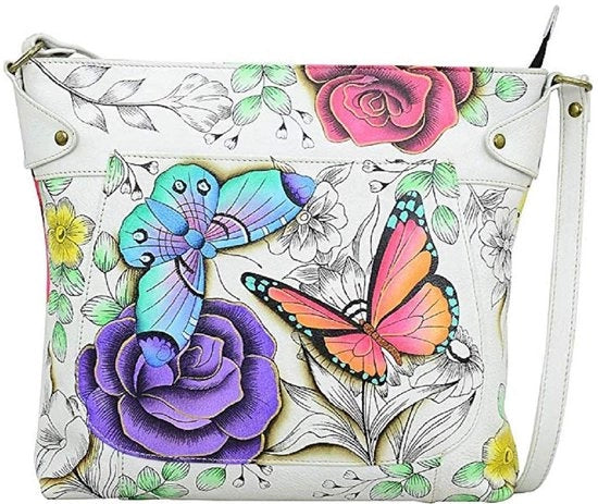 Borsa Convertibile per Donna in Pelle Vera, Paradiso Fiorito