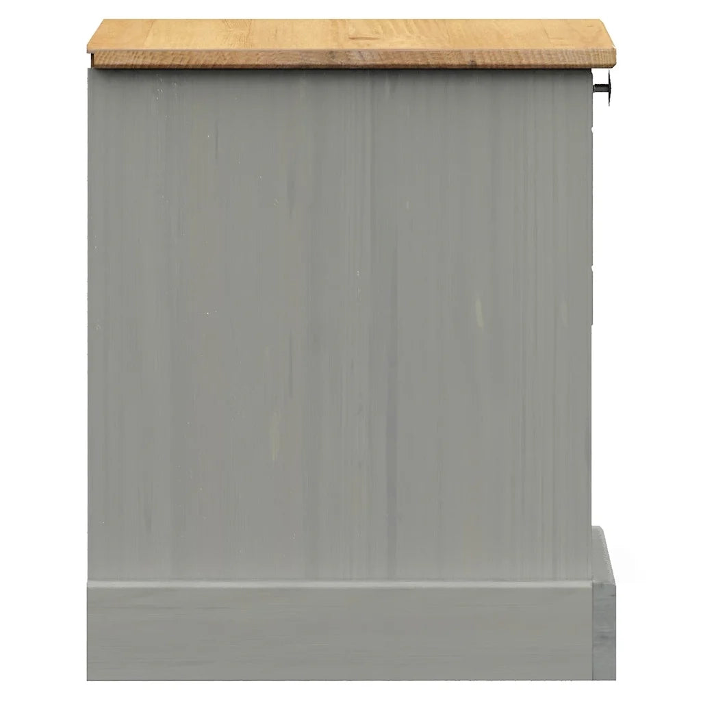 Comodino VIGO Grigio 42x35x42 cm in Legno Massello di Pino
