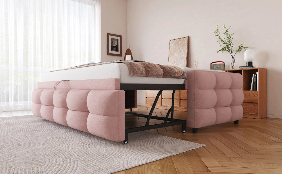 DESMIU Litto scomparsa 90/180 × 190 cm 2 posti con letto supplementare, senza materasso, Teddy, rosa