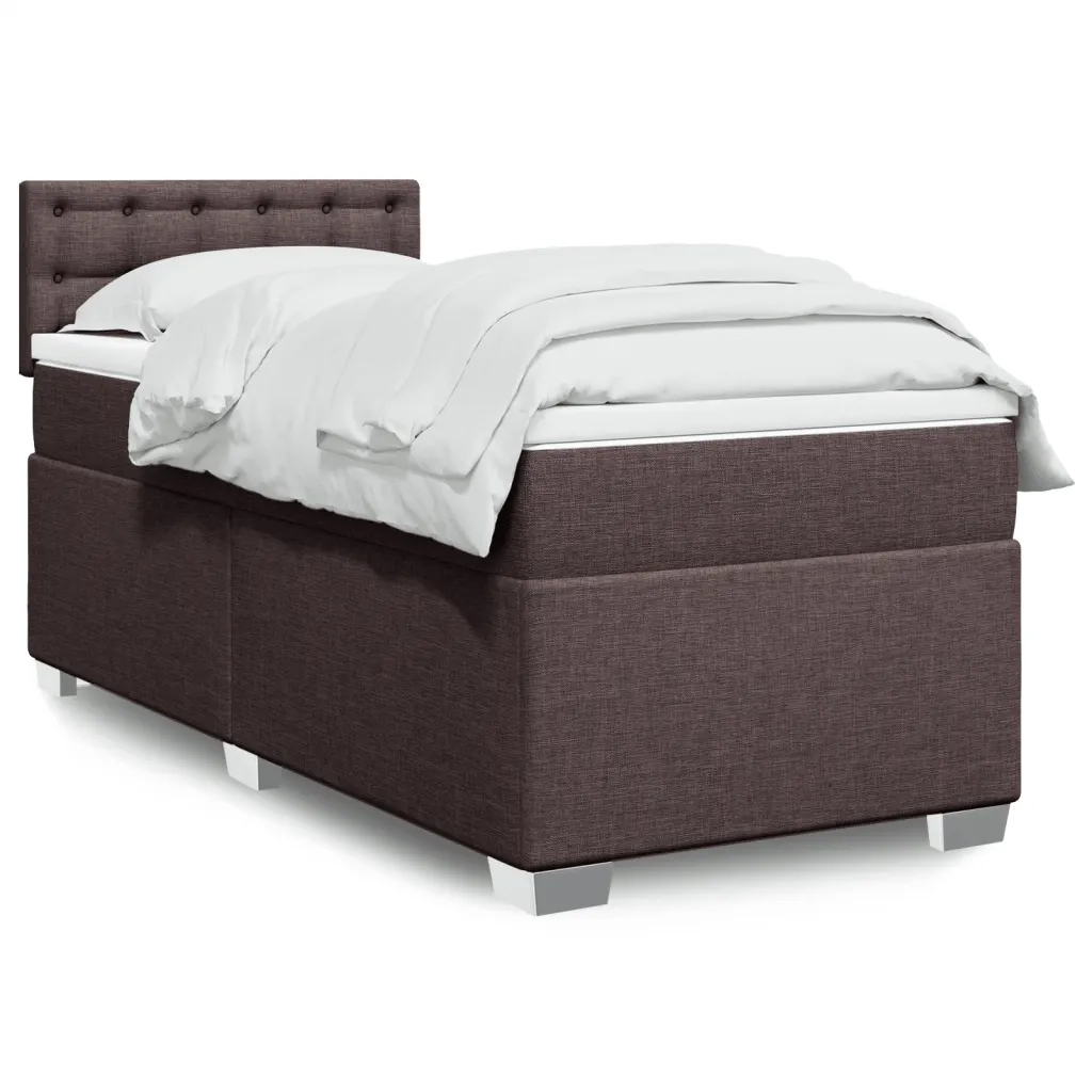 vidaXL Giroletto a Molle con Materasso Marrone Scuro 90x200 cm Tessuto