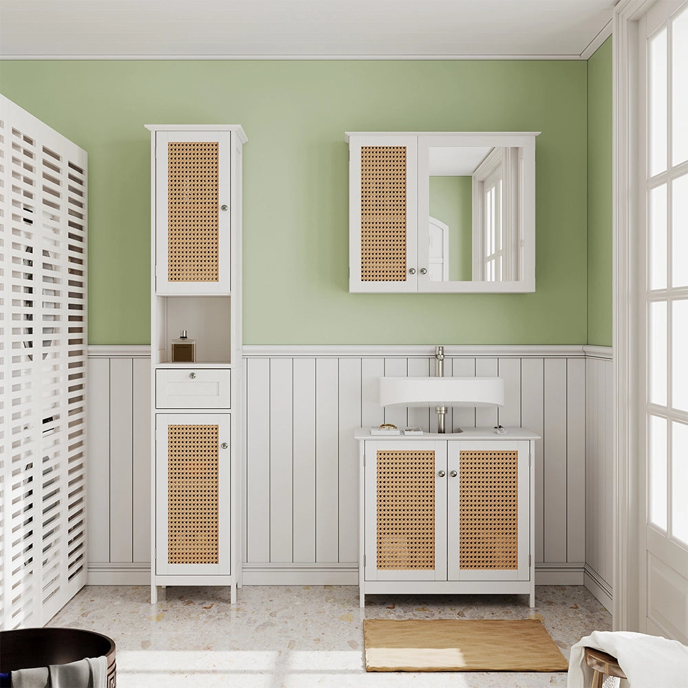 Vicco Set di mobili da bagno Bianco 3 pezzi, con colonna