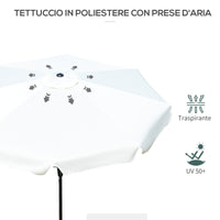 Ombrellone da Giardino Ø266x248,5 cm Inclinabile con Manovella Bianco Crema