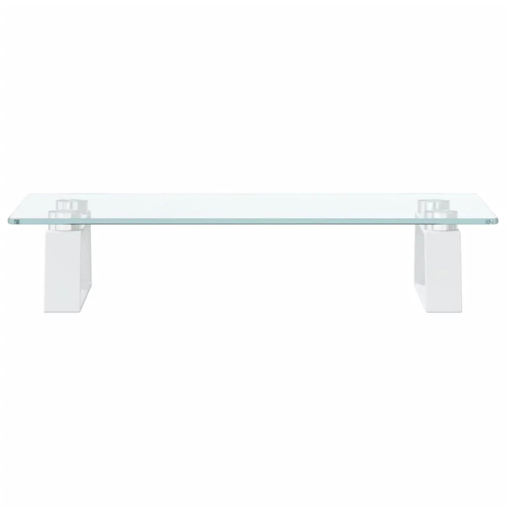 Supporto per monitor mobile da scrivania 40 x 20 x 8 cm vetro temperato e metallo bianco 02_0044859
