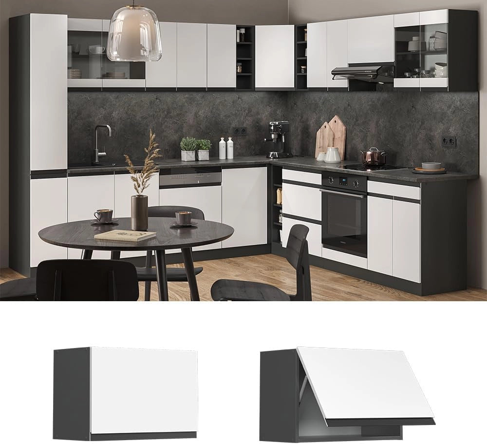 Pensile da cucina R-Line, Bianco, 60 cm Forma a J, piatta, per la libera combinazione all'interno di sistemi cucina modulari