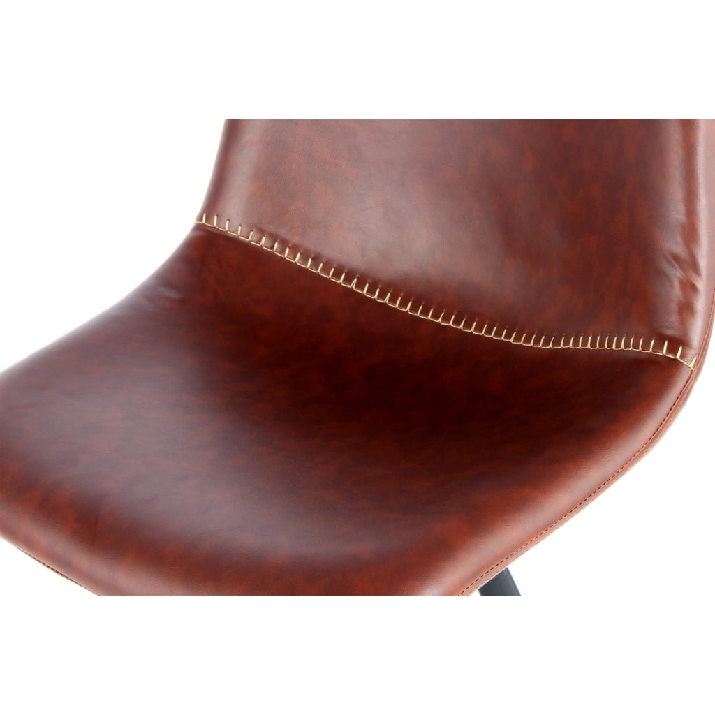Set 2 Sgabelli da Bar Samantha in Similpelle Marrone Scuro
